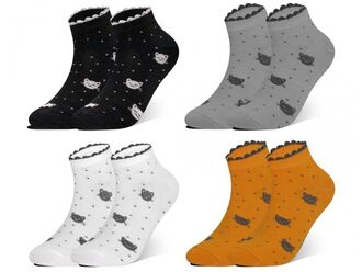 Dámské kotníkové ponožky s kočkami, 6 párů v balení